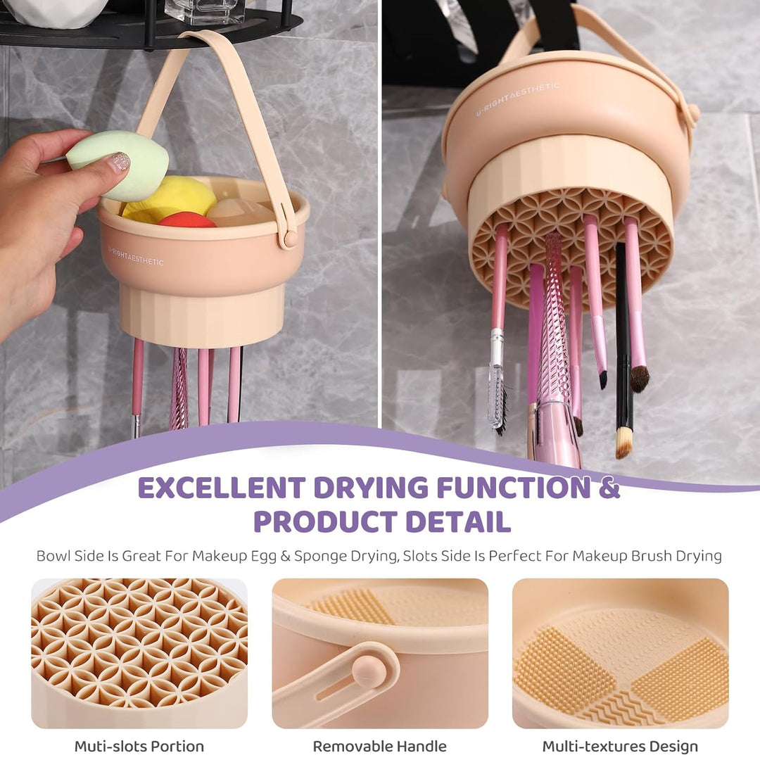GlowNest | 3 in 1 Silicone Makeup Brush Cleaner Bowl