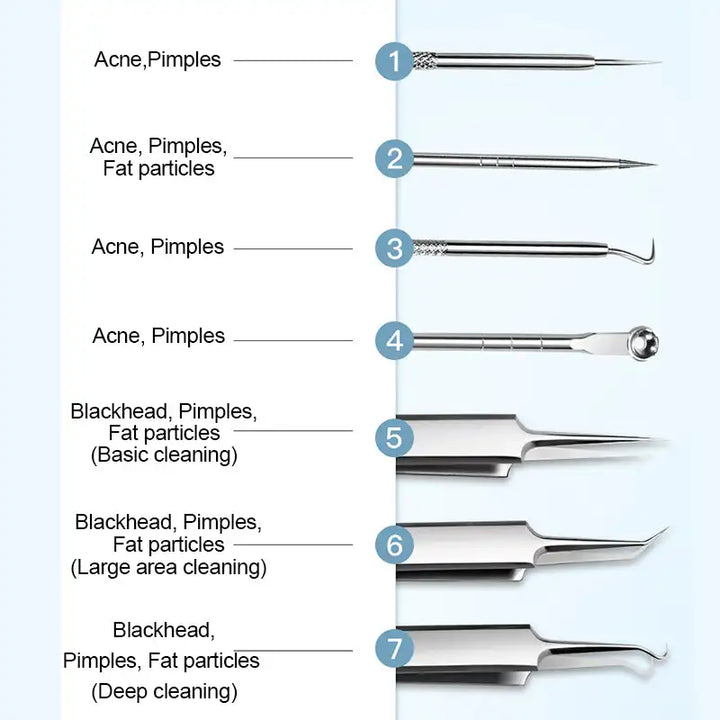 Fenna | 7-piece stainless steel hair removal kit for blackheads